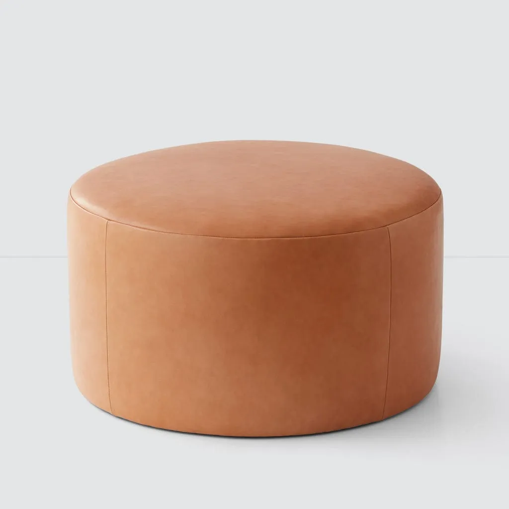 Torres Round Leather Ottoman - Medium & Large