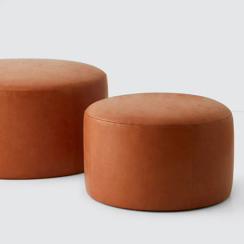 Torres Round Leather Ottoman - Medium & Large