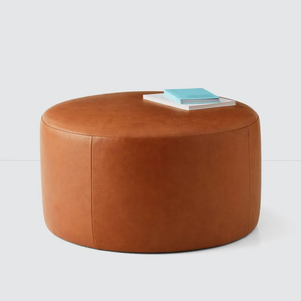 Torres Round Leather Ottoman - Medium & Large