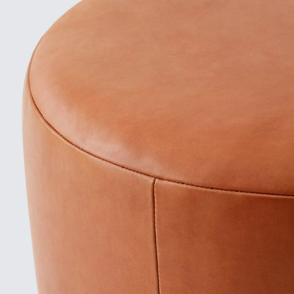 Torres Round Leather Ottoman - Medium & Large