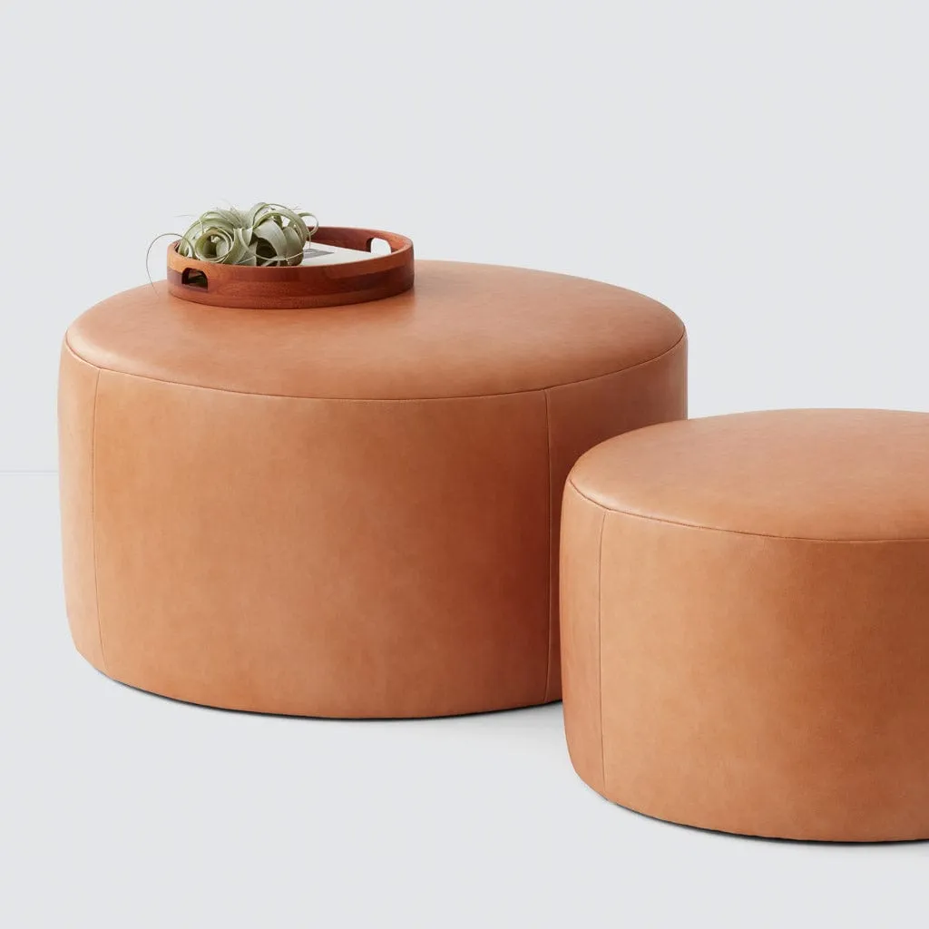 Torres Round Leather Ottoman - Medium & Large