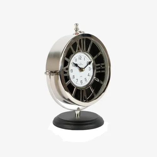 TrenDec Roman Theme Clock | Home Decor | Tableware Decorative Item | Modern Design Clock | Clock for Livingroom & Bedroom | Item for Gift | Silver and Black Analog Table Clock Size : 9x5x11 Inch