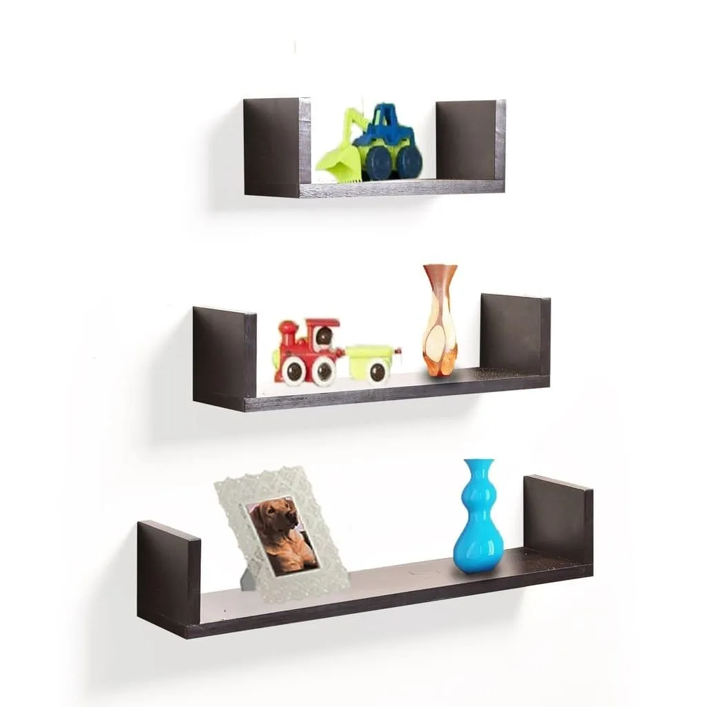 U Shaped Floating Wall Shelves (Set of 3)