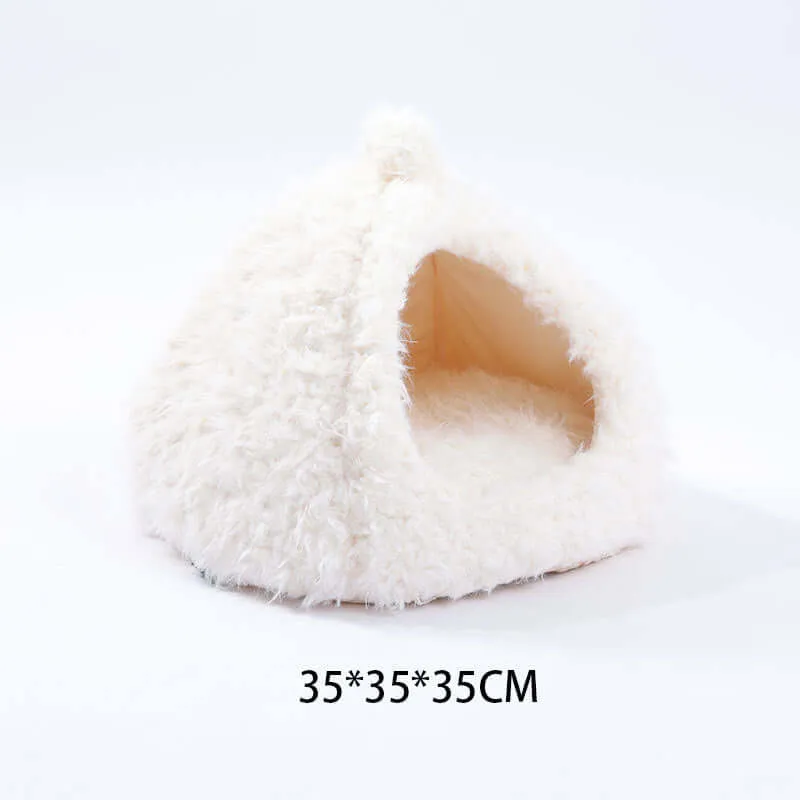 Washable Cat Dog Bed - Cozy Creme Pet Tent