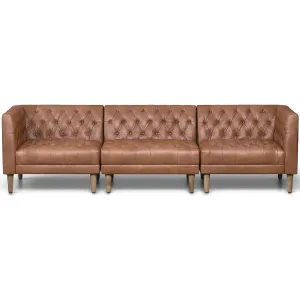 Williams Leather 3 Piece Sofa, Natural Washed Chocolate