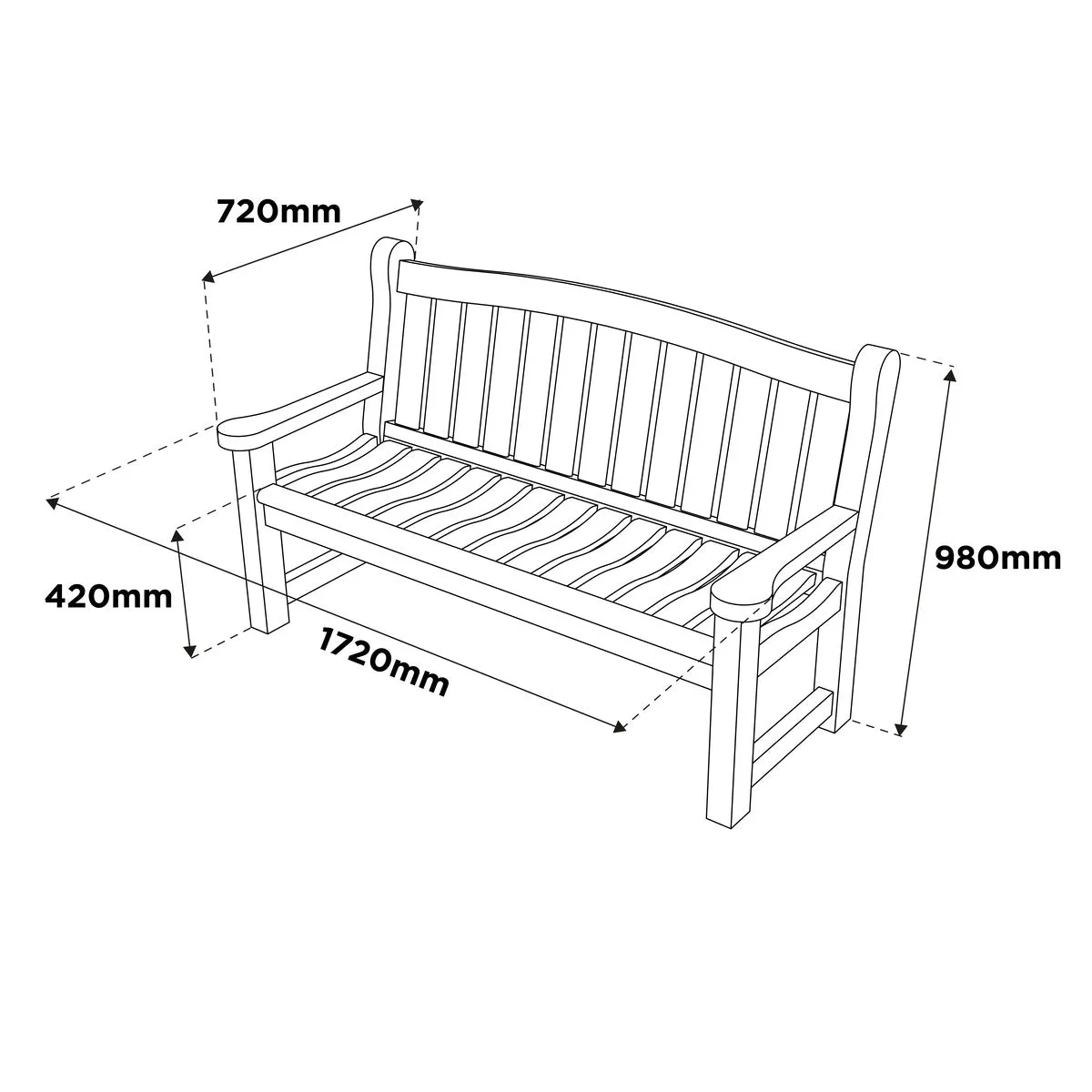 Woodshaw Appleton 3 Seater Bench